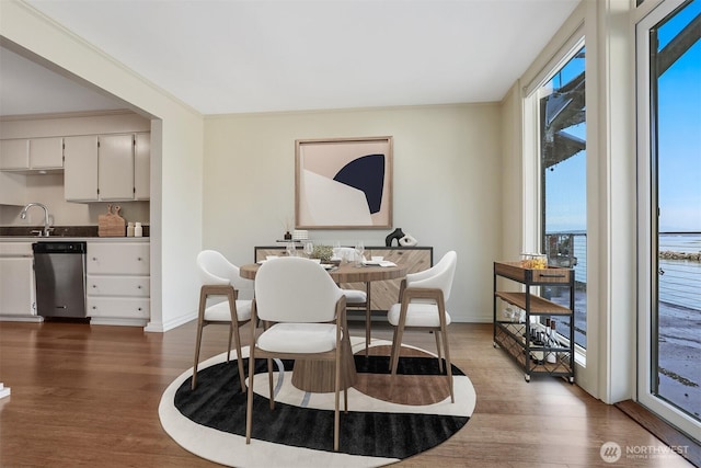 3717 Beach Dr SW Unit 113, Seattle, WA 98116 - dining space with healthy amount of natural light and dark wood-style flooring