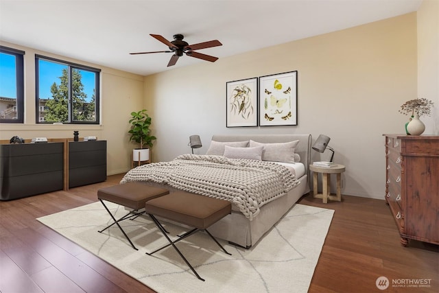 3717 Beach Dr SW Unit 113, Seattle, WA 98116 - bedroom featuring wood finished floors and a ceiling fan