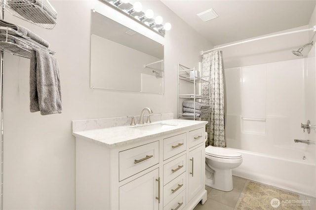 4004 Saje Ln, Sedro Woolley, WA 98284 - bathroom with shower / bath combo, vanity, and tile patterned flooring