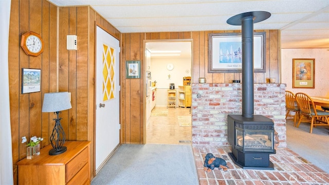 20 NE Wanda Ct, Belfair, WA 98528 - hall with carpet and wooden walls