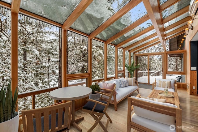 11358 River Bend Dr, Leavenworth, WA 98826 - sunroom / solarium with healthy amount of natural light, an outdoor living space, and vaulted ceiling
