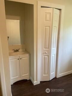 102 Garden Hill Rd, Elma, WA 98541 - bathroom featuring vanity and wood finished floors