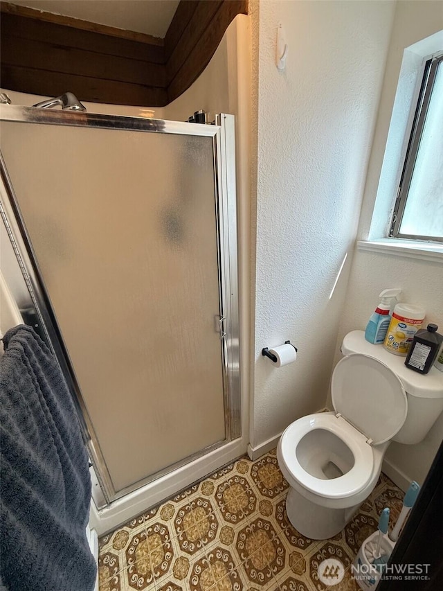408 Main St, Conconully, WA 98844 - bathroom with toilet and a stall shower