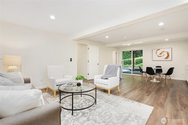 10435 NE 135th Pl, Kirkland, WA 98034 - living area featuring wood finished floors and recessed lighting