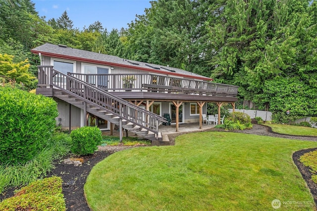 6600 Klein St NW, Olympia, WA 98502 - back of house with a wooden deck, a patio area, and stairs