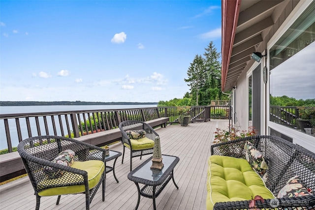 6600 Klein St NW, Olympia, WA 98502 - wooden deck featuring a water view and outdoor lounge area