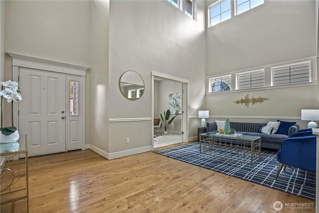 13020 112th Ave NE, Kirkland, WA 98034 - entryway with a high ceiling and hardwood / wood-style floors