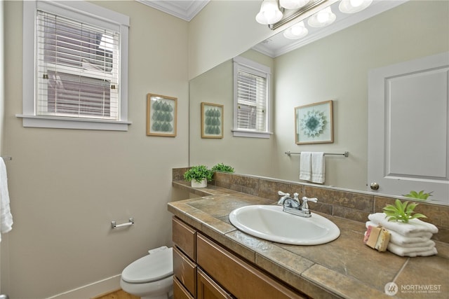 13020 112th Ave NE, Kirkland, WA 98034 - bathroom featuring crown molding and vanity
