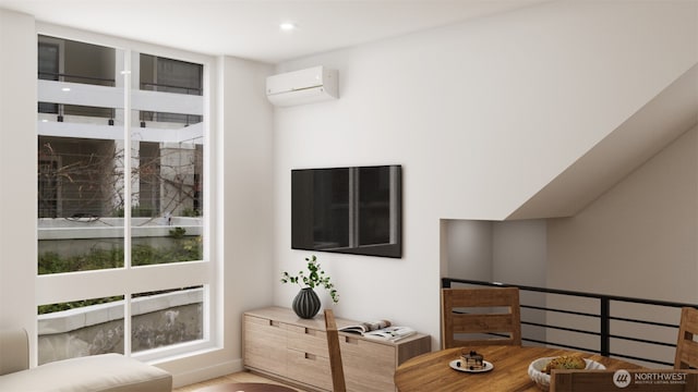 3425 Albion Pl N, Seattle, WA 98103 - home office featuring a wall mounted air conditioner and recessed lighting