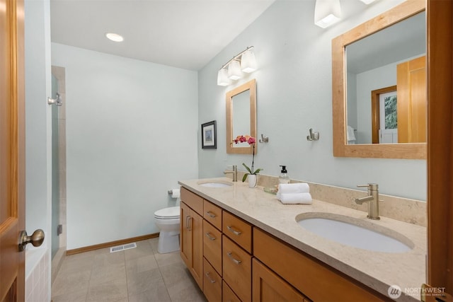 115 Quarry Rd, Port Ludlow, WA 98365 - full bath featuring double vanity, a shower, and tile patterned floors