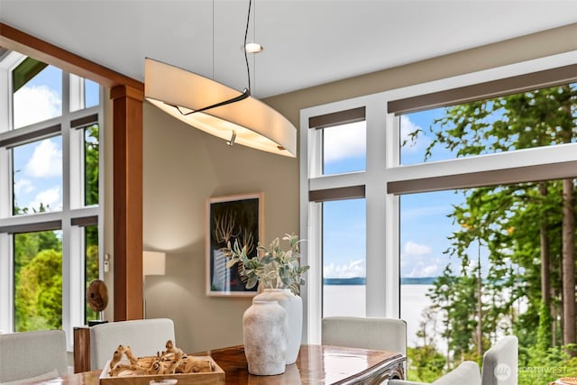 182 Island Blvd, Fox Island, WA 98333 - dining space featuring a water view and wood finished floors
