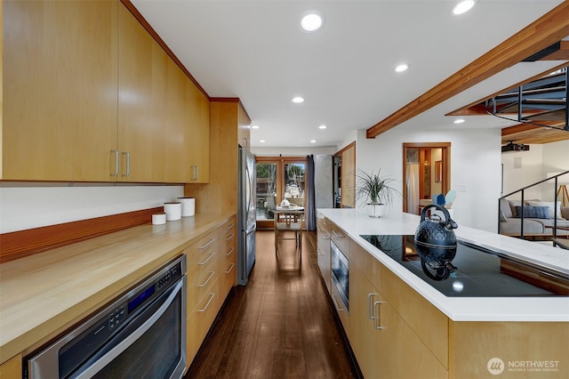 2770 Westlake Ave N Unit 6, Seattle, WA 98109 - kitchen featuring stainless steel appliances, dark wood-style flooring, and recessed lighting