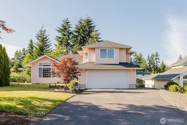 7315 E Collins Rd, Port Orchard, WA 98366 - view of front of home featuring an attached garage, a front lawn, driveway, and a shingled roof