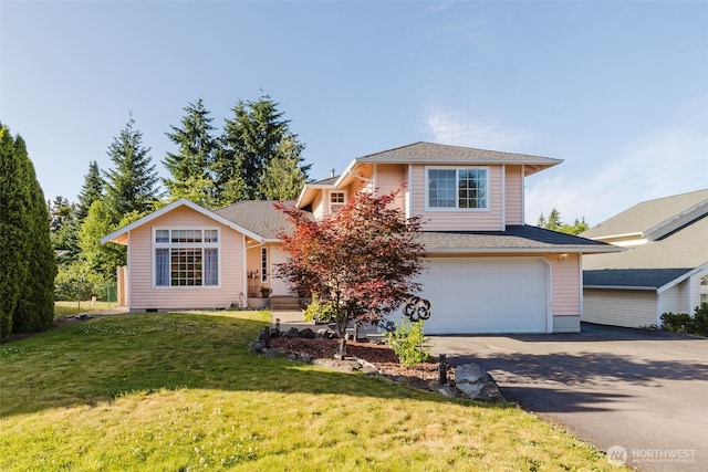 7315 E Collins Rd, Port Orchard, WA 98366 - view of front of home featuring asphalt driveway, a garage, and a front lawn