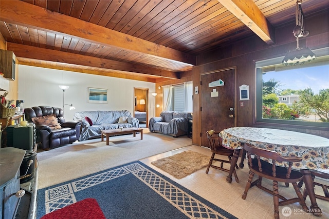 324 Mizzen Ave NW, Ocean Shores, WA 98569 - living area with a wooden ceiling with exposed beams