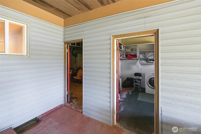 324 Mizzen Ave NW, Ocean Shores, WA 98569 - corridor featuring washer / clothes dryer and an office area