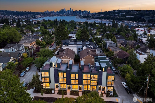 1525 N 39th St, Seattle, WA 98103 - aerial view at dusk of a water view and a residential view