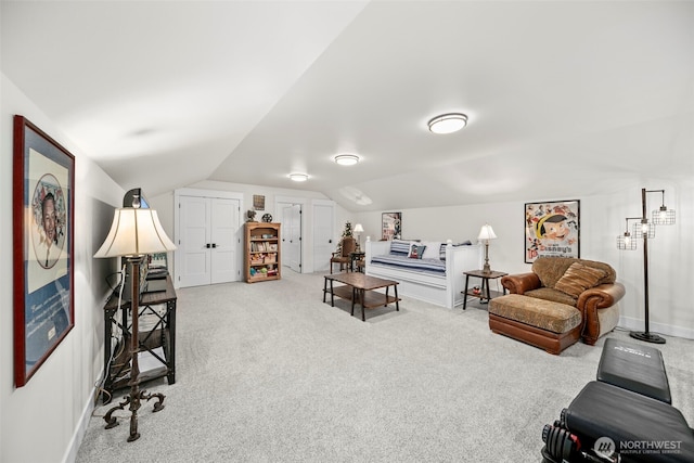 821 S Mary Ave, East Wenatchee, WA 98802 - living area featuring lofted ceiling and carpet floors