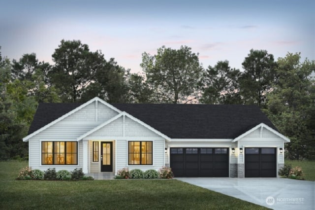 11413 Interlaaken Dr SW, Lakewood, WA 98498 - modern farmhouse with a garage, driveway, and a front lawn