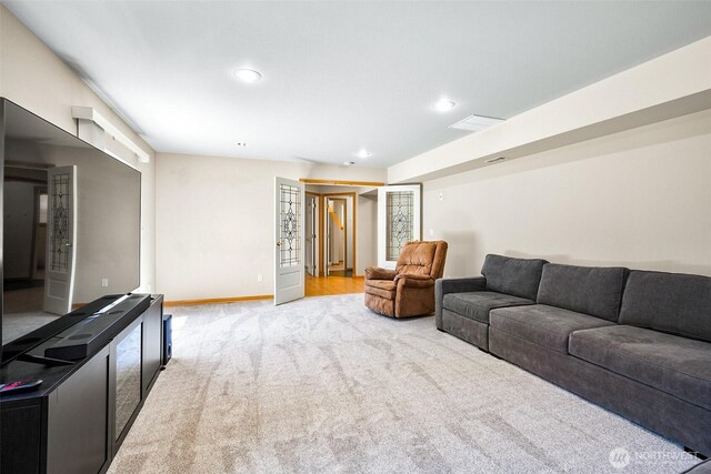 3218 127th Ave NE, Lake Stevens, WA 98258 - living room featuring carpet and recessed lighting