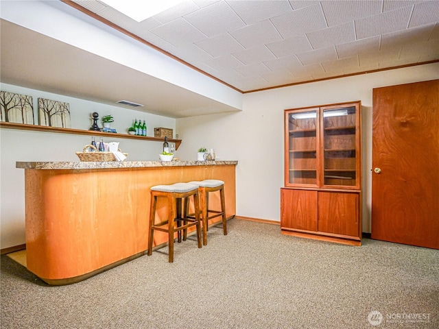 1709 NW 99th St, Seattle, WA 98117 - indoor dry bar featuring carpet, crown molding, and baseboards