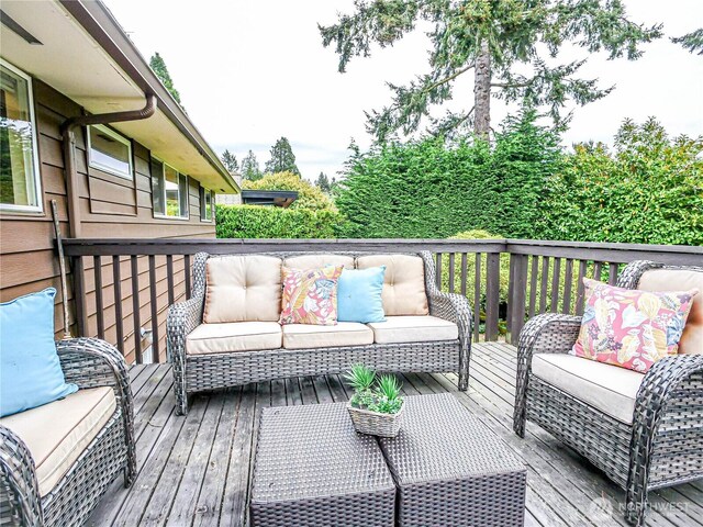 1709 NW 99th St, Seattle, WA 98117 - wooden deck featuring an outdoor hangout area