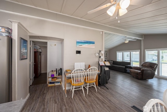 2240 W Broadway Ave Unit 25, Moses Lake, WA 98837 - dining room featuring a ceiling fan, wood finished floors, and baseboards
