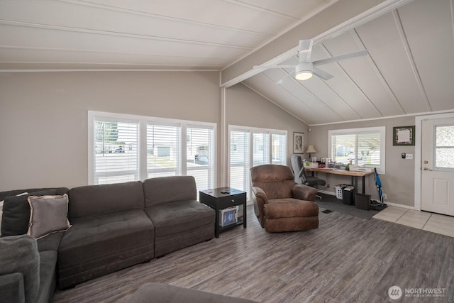 2240 W Broadway Ave Unit 25, Moses Lake, WA 98837 - living room with ceiling fan, wood finished floors, and baseboards