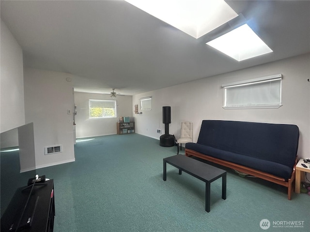72 Misty Glen Ln, Sequim, WA 98382 - living room featuring carpet floors and a skylight