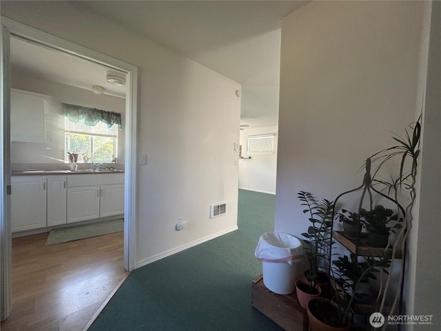 72 Misty Glen Ln, Sequim, WA 98382 - corridor featuring wood finished floors and a sink