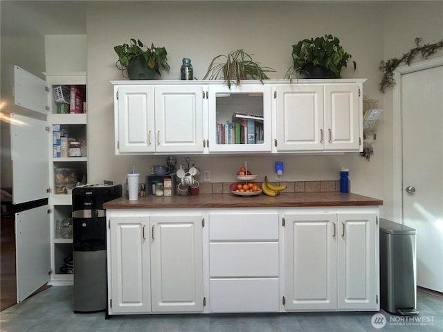 72 Misty Glen Ln, Sequim, WA 98382 - kitchen with white cabinets and dark countertops