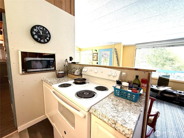 27805 L Pl, Ocean Park, WA 98640 - kitchen with white electric stove and stainless steel microwave