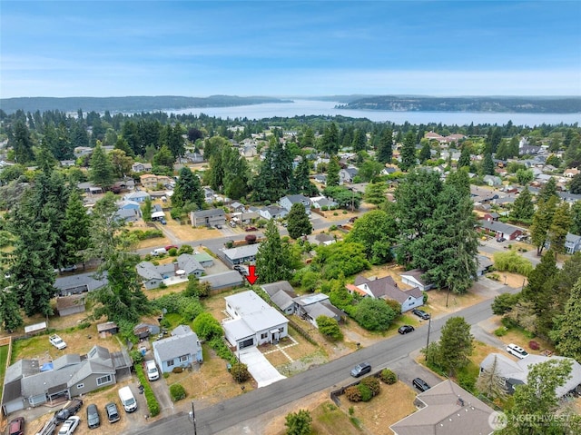 3124 Oas Dr W, University Place, WA 98466 - aerial view of property's location with nearby suburban area and a large body of water