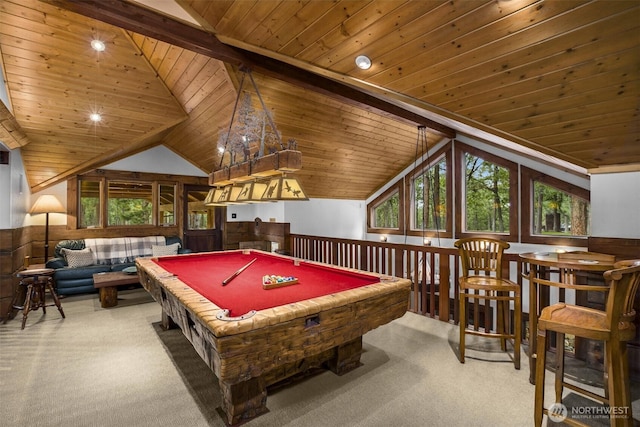 6286 Five Mile Rd, The Dalles, OR 98058 - playroom with wooden ceiling, carpet, and billiards