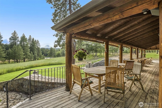 6286 Five Mile Rd, The Dalles, OR 98058 - deck featuring outdoor dining space and a yard