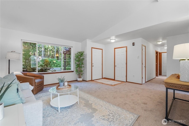 1910 192nd Avenue Ct SW, Lakebay, WA 98349 - carpeted living area with baseboards and lofted ceiling