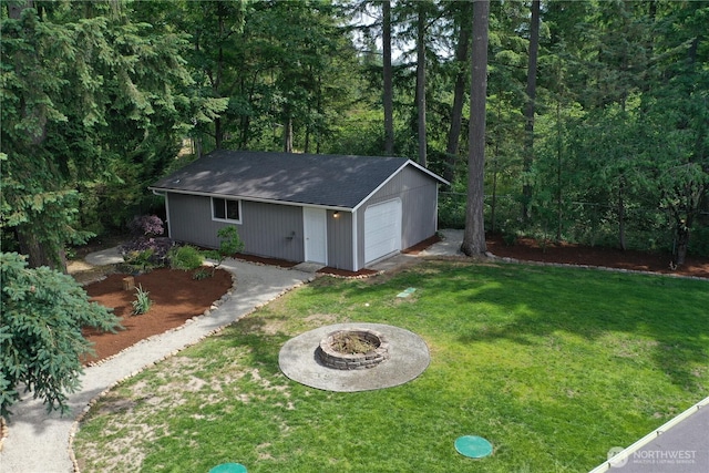 15518SE 304th Pl, Kent, WA 98042 - view of outbuilding with a fire pit