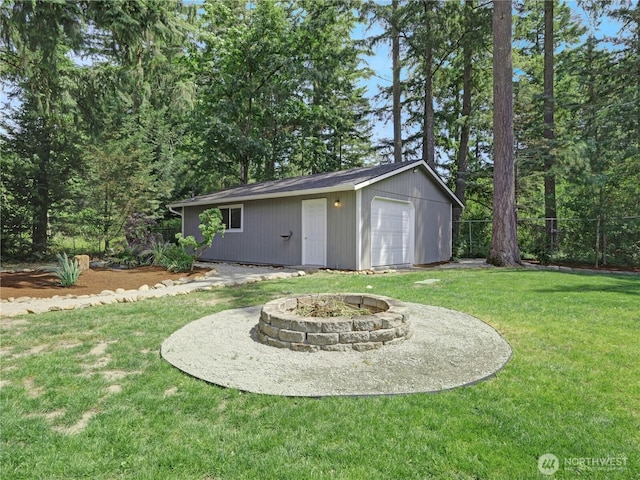 15518SE 304th Pl, Kent, WA 98042 - view of yard with a fire pit and an outdoor structure