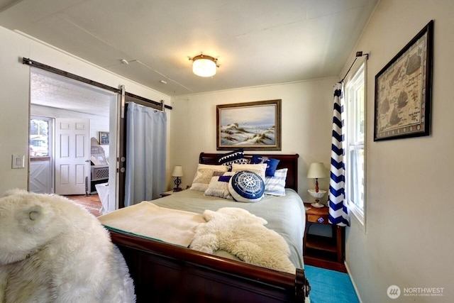 1215 199th Pl, Long Beach, WA 98631 - bedroom with a barn door and baseboards