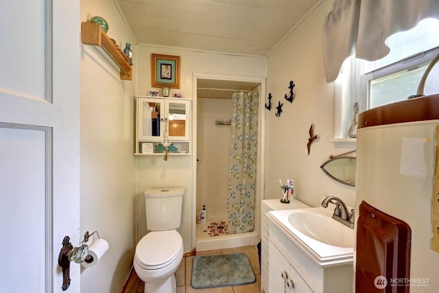1215 199th Pl, Long Beach, WA 98631 - bathroom featuring vanity, a shower stall, ornamental molding, and tile patterned floors