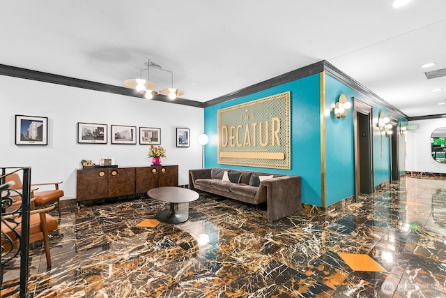 1105 Spring St Unit 407, Seattle, WA 98104 - building lobby with ornamental molding and recessed lighting