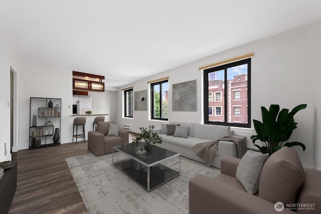 1105 Spring St Unit 407, Seattle, WA 98104 - living area featuring dark wood-type flooring