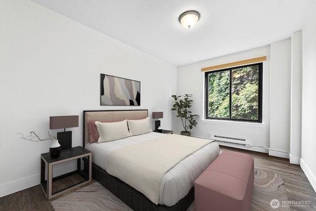 1105 Spring St Unit 407, Seattle, WA 98104 - bedroom featuring baseboards and wood finished floors