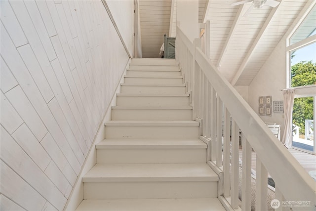 195 Ocean Shores Blvd SW, Ocean Shores, WA 98569 - stairway featuring beam ceiling
