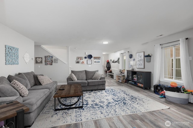 17814 97th Ln E, Puyallup, WA 98375 - living area featuring wood finished floors and stairway