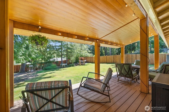 7514 Greenridge St SW, Olympia, WA 98512 - wooden deck featuring outdoor dining area