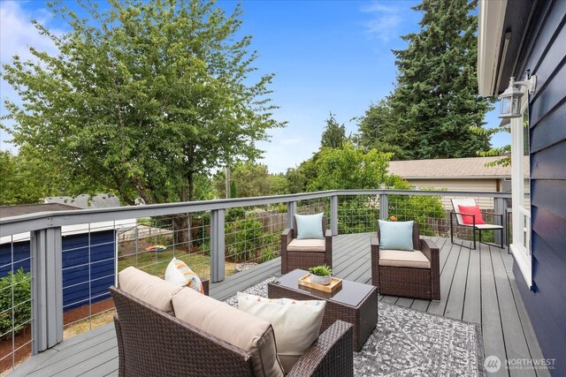 3604 SW Graham St, Seattle, WA 98126 - wooden deck with outdoor lounge area