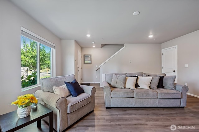 17401 118th Avenue Ct E Unit A, Puyallup, WA 98374 - living room featuring recessed lighting and wood finished floors