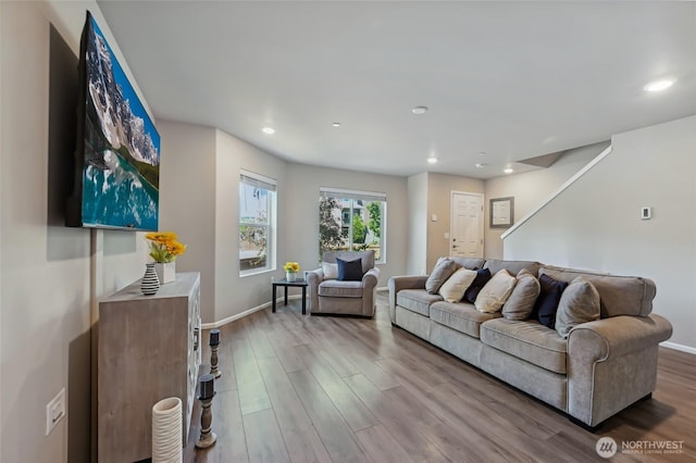 17401 118th Avenue Ct E Unit A, Puyallup, WA 98374 - living area featuring wood finished floors and recessed lighting