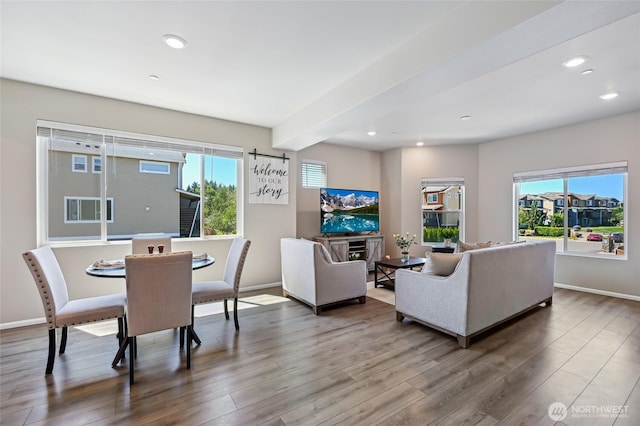 17401 118th Avenue Ct E Unit A, Puyallup, WA 98374 - living area featuring plenty of natural light, wood finished floors, and recessed lighting